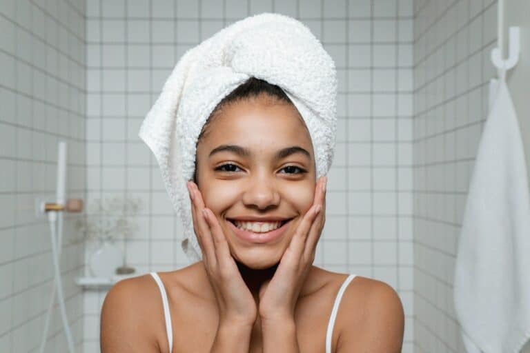 Woman doing her beauty routine